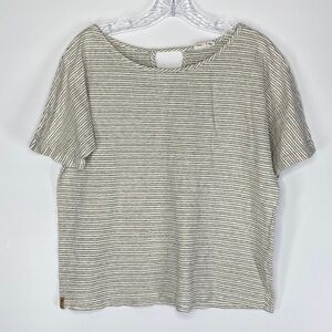TenTree Organic Cotton Hem White Black Striped Tshirt Size Small